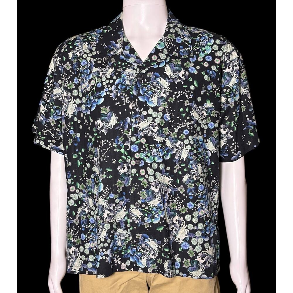 Authentic Givenchy Paris Camp Collar Button Down Floral Botanical Hawaiian Shirt